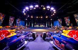 red bull racing, conference space, f1 racing cars