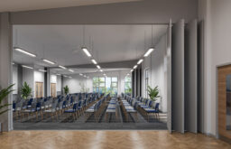 partition wall to separate conference room from entry
