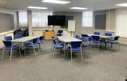 plasma screen, conference room, flipchart