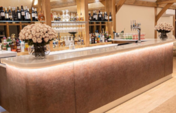 modern bar, brightly lit, drinks reception