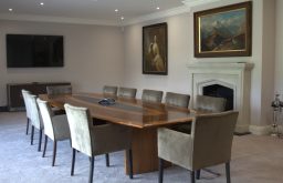 boardroom, modern meeting space, fireplace