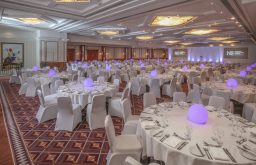 white tables and chairs, fine dining, dinner