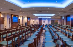 TV screens, modern conference room, conference venue, theatre layout, Burleigh Court