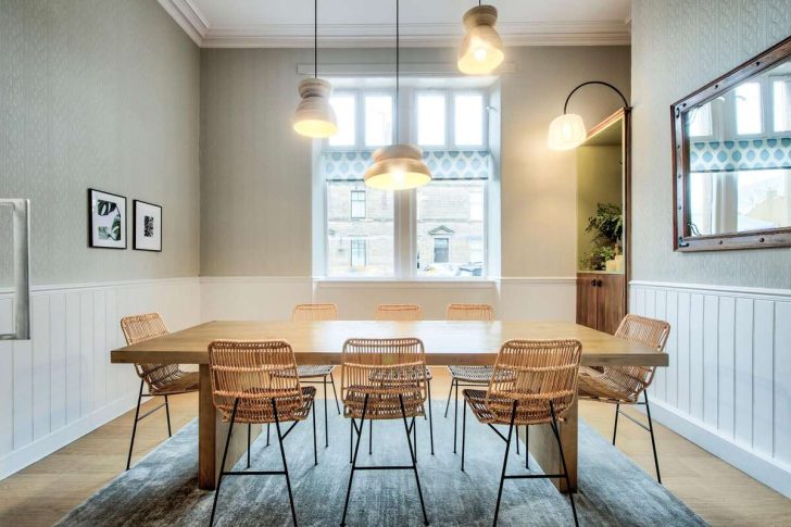 meeting room, sustainable furniture, hanging down lights, northumberland