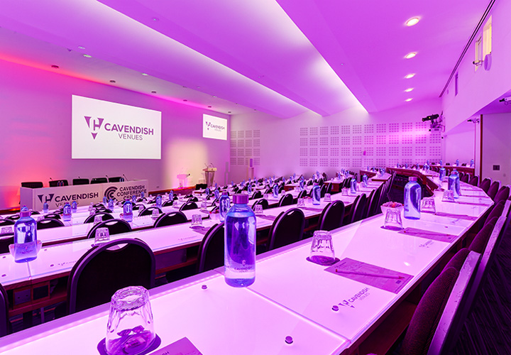 auditorium, purple lit