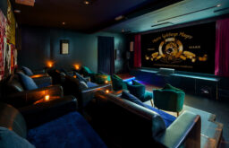 small intimate cinema, show screenings, cosy chairs, large screen