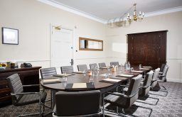 boardroom, meeting room,. water bottles and glasses