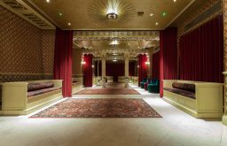 reception, large event space, rug