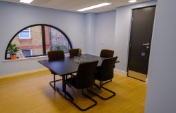 meeting room, small, modern, semi circle window