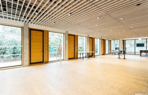 conference room, natural daylight, blank canvas space, modern event space