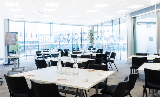 natural daylight, classroom style, black chairs