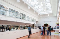 entrance, breakout space, networking, natural lighting