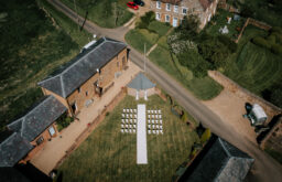 sky view of the granary at the Fawsley