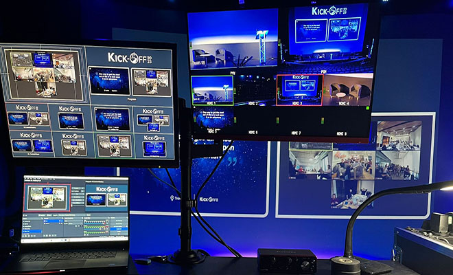 hybrid, streaming event, av screen