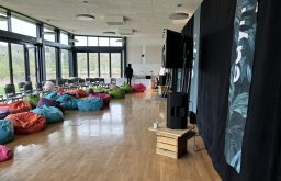 theatre layout, bean bags, event