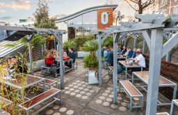 outdoor terrace, event space, table benches
