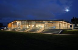 nighttime view of The Pavilion at Ingliston building