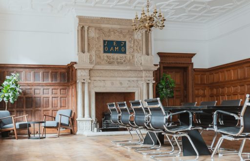 modern & historic meeting room, boardroom, fireplace