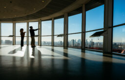 view of London, unique event space, two people taking in the view