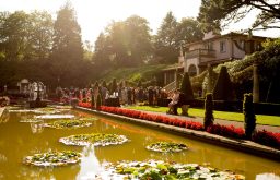pond, event, outside of the italian villa