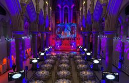 large dinner venue, cabaret, fine dinning, plasma screens, stage