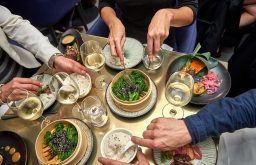 sharing platter, hands, food