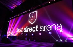 first direct arena logo on the projector screen
