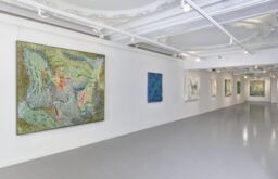 paintings on the gallery wall, blank canvas, event space